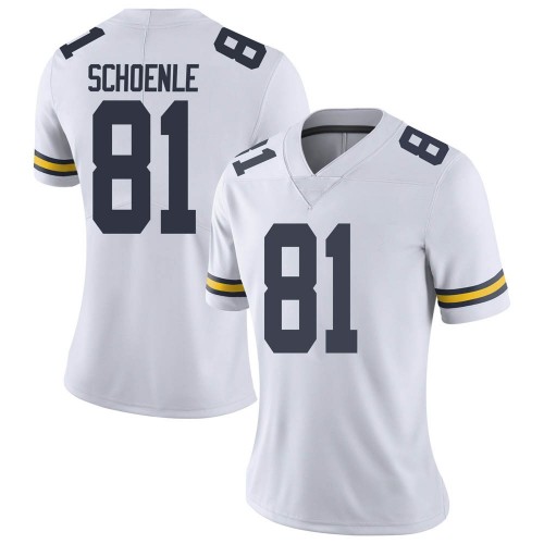 Nate Schoenle Michigan Wolverines Women's NCAA #81 White Limited Brand Jordan College Stitched Football Jersey YWW6254HH